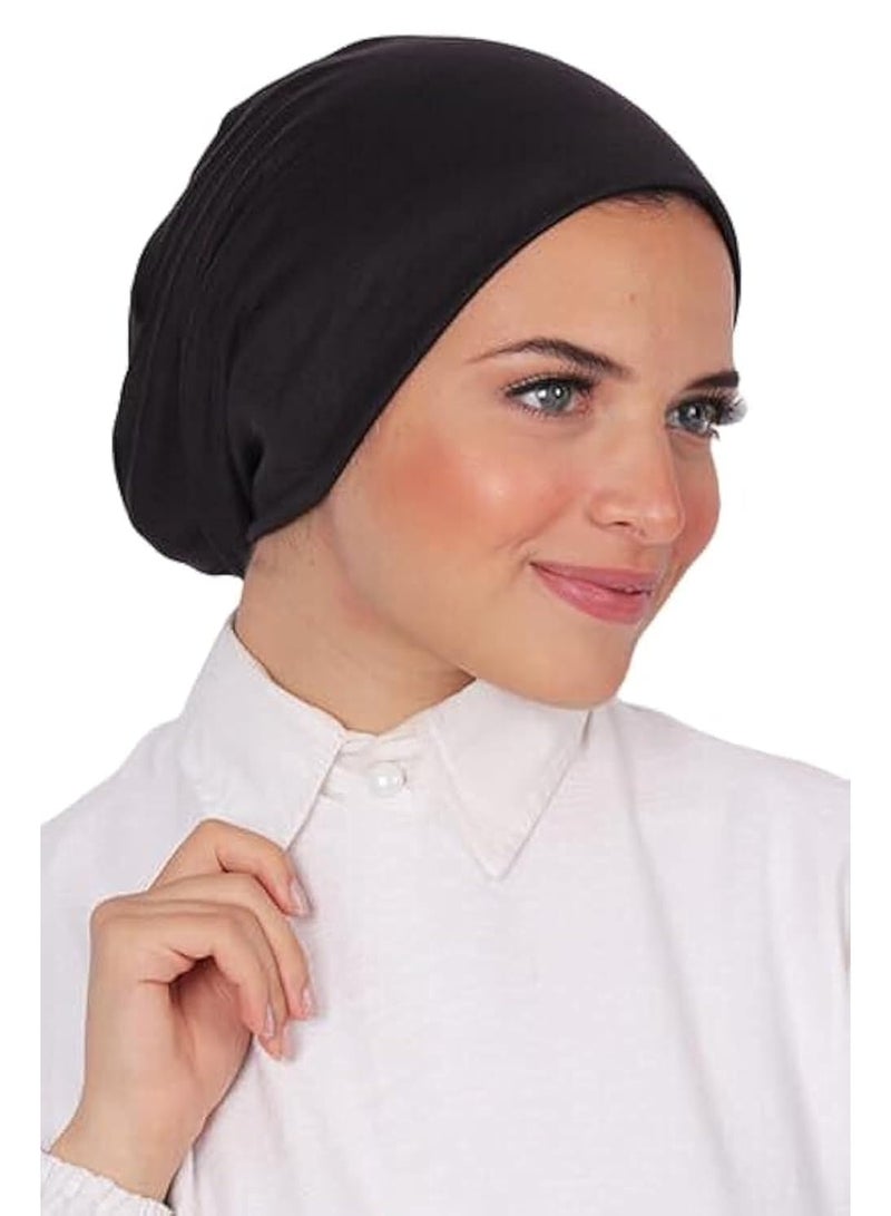 Luxuria A closed, seamless bonnet headband for veiled women, made of lightweight cotton lycra - black - Image 1